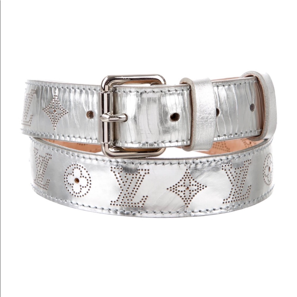 Louis Vuitton rare silver monogram logo belt